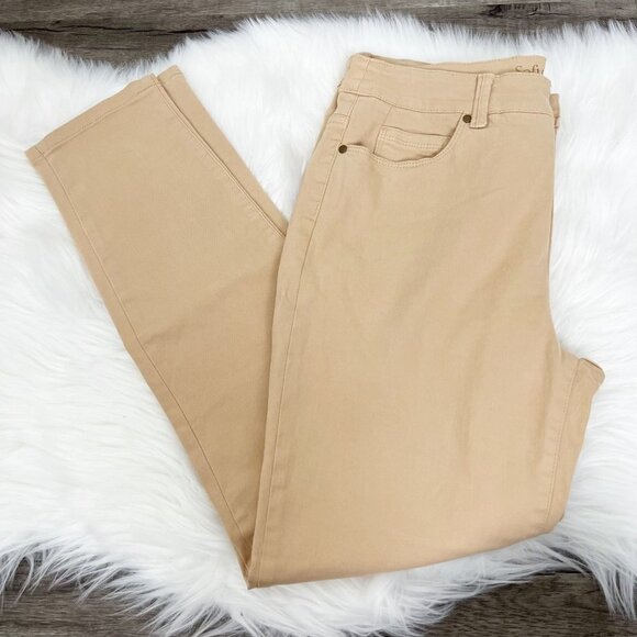 Soft Surroundings Tan High-Rise 5 Pocket Pull On Leggings Jeggings Stretch Small - Picture 1 of 8